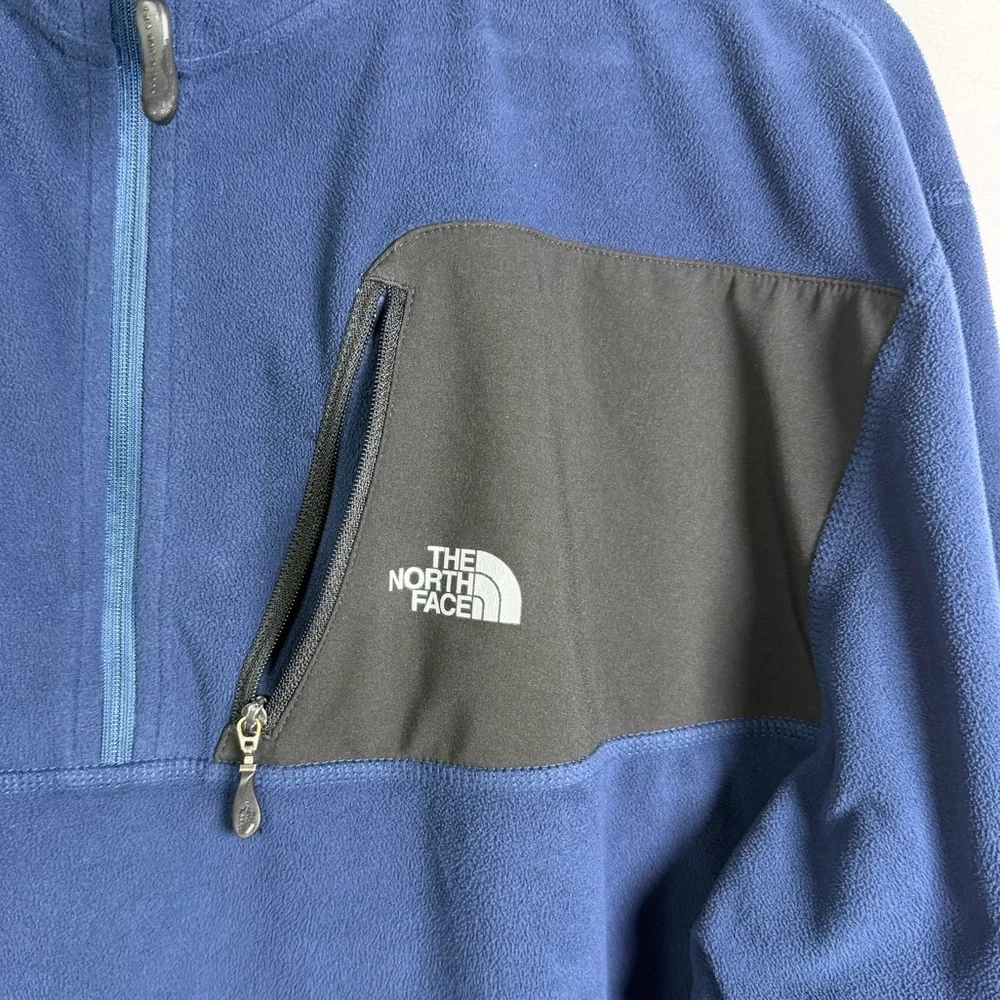 The North Face Mens TKA 100 Fleece Quarter Zip Pullover Navy Blue Sz XL